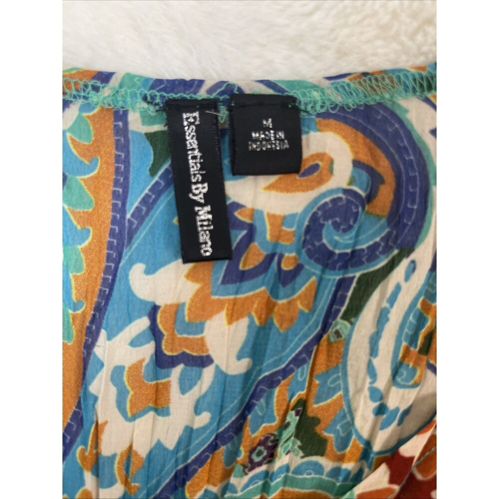 Essentials by Milano Boho Paisley Peplum Top Multicolor Long Sleeve Size M - Picture 4 of 5